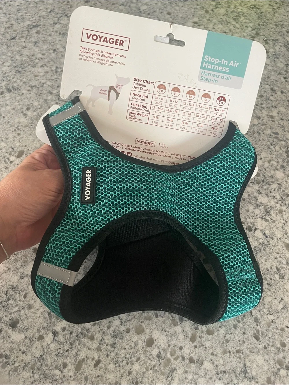 imaginary voyage Teal Mesh Step-In Dog Harness with Black Trim - XL